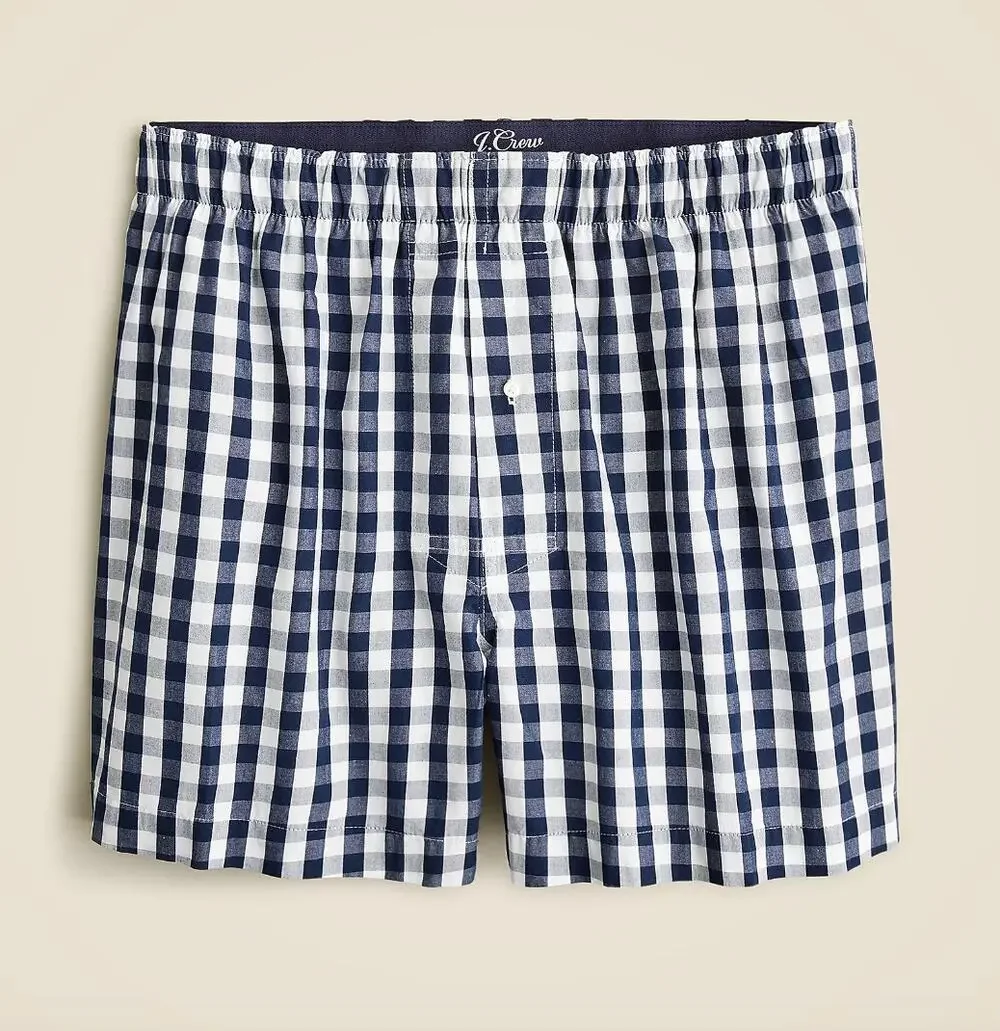 J.Crew Patterned Boxers Mens Gingham Navy Cotton Lounge Beach Sleep XS NWT
